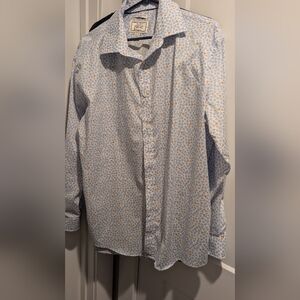 Jos. A. Bank Gingko Patterned Shirt in Blue and Yellow